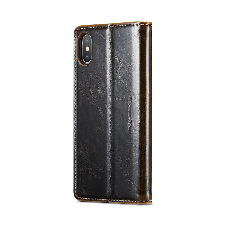 For iPhone XS Max CaseMe 003 Crazy Horse Texture Leather Phone Case(Coffee) - More iPhone Cases by CaseMe | Online Shopping UK | buy2fix