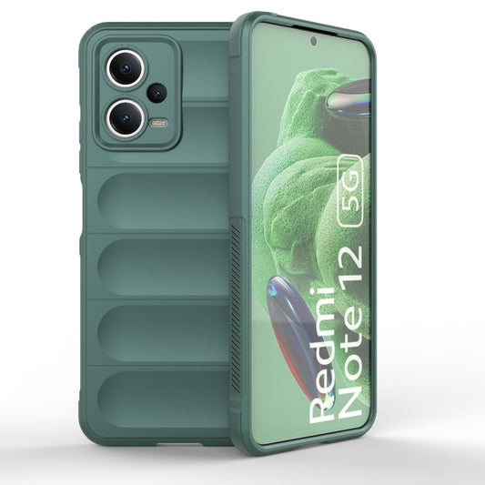 For Xiaomi Redmi Note 12 5G /  Note 12 5G India Magic Shield TPU + Flannel Phone Case(Dark Green) - Note 12 Cases by buy2fix | Online Shopping UK | buy2fix