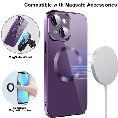 For iPhone 12 Pro Max Electroplating MagSafe TPU Phone Case with Lens Film(Black) - iPhone 12 Pro Max Cases by buy2fix | Online Shopping UK | buy2fix