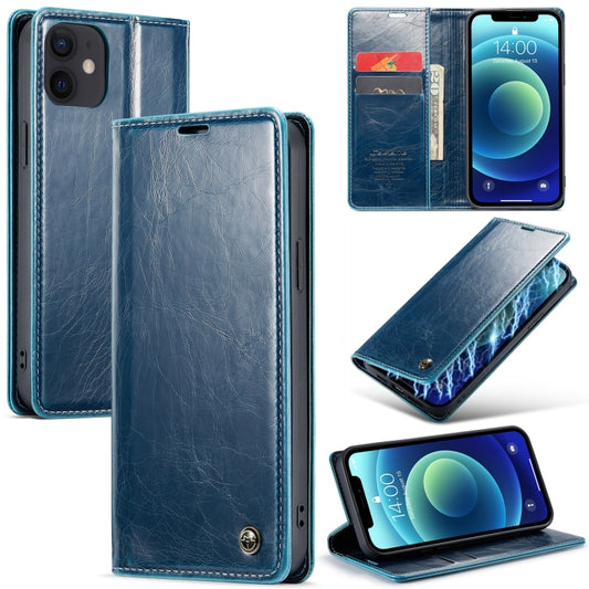 For iPhone 12 mini CaseMe 003 Crazy Horse Texture Leather Phone Case(Blue) - iPhone 12 mini Cases by CaseMe | Online Shopping UK | buy2fix