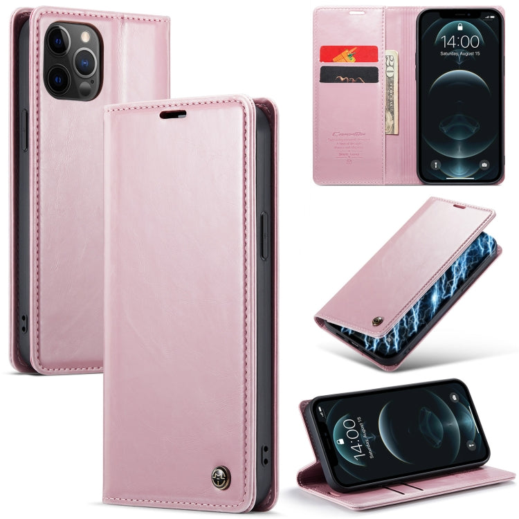 For iPhone 12 Pro CaseMe 003 Crazy Horse Texture Leather Phone Case(Rose Gold) - iPhone 12 / 12 Pro Cases by CaseMe | Online Shopping UK | buy2fix