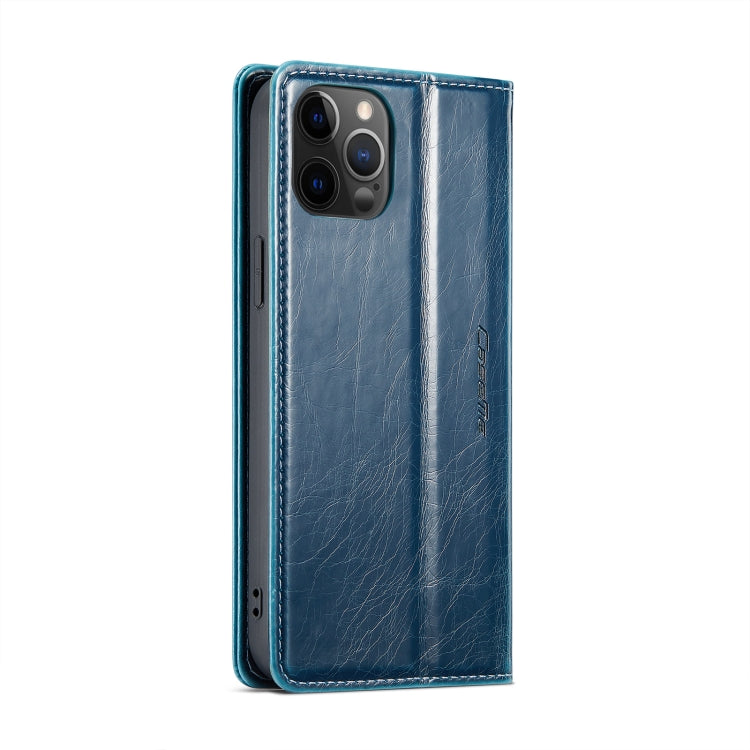 For iPhone 12 Pro Max CaseMe 003 Crazy Horse Texture Leather Phone Case(Blue) - iPhone 12 Pro Max Cases by CaseMe | Online Shopping UK | buy2fix