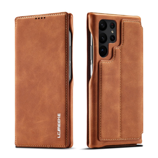 For Samsung Galaxy S23 Ultra 5G LC.IMEEKE Hon Ancient Series Horizontal Flip Leather Phone Case(Brown) - Galaxy S23 Ultra 5G Cases by LC.IMEEKE | Online Shopping UK | buy2fix