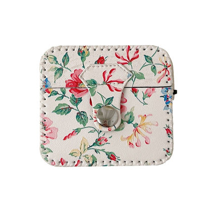 For AirPods Pro White Floral PU Leather Wireless Earphone Case - For AirPods Pro by buy2fix | Online Shopping UK | buy2fix