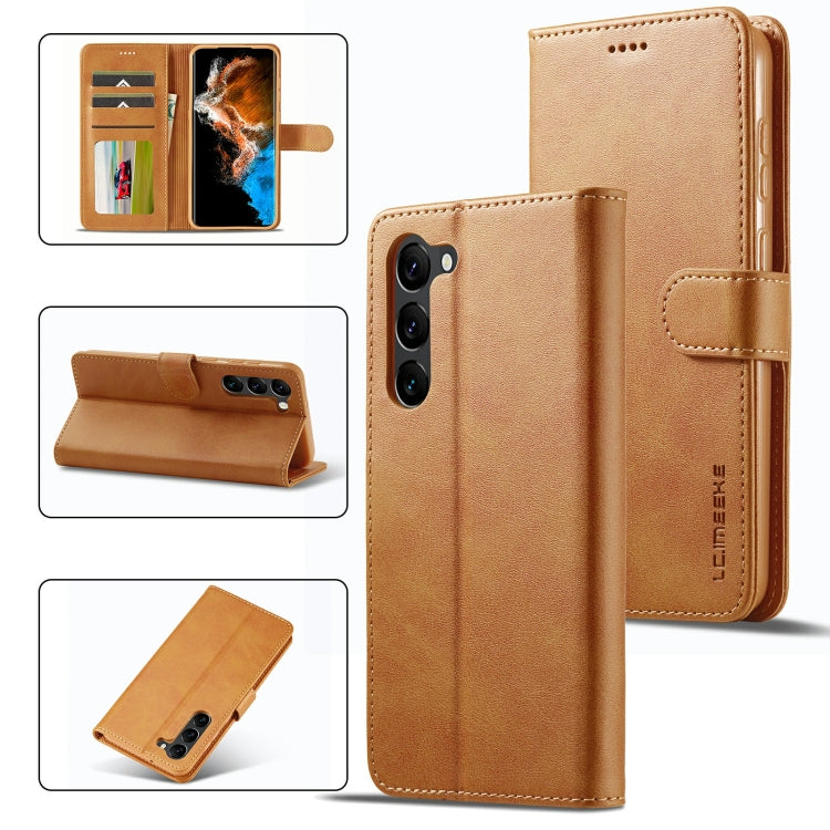 For Samsung Galaxy S23 5G LC.IMEEKE Calf Texture Horizontal Flip Leather Phone Case(Brown) - Galaxy S23 5G Cases by LC.IMEEKE | Online Shopping UK | buy2fix