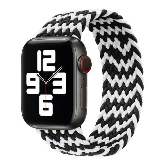 Nylon Single-turn Braided Watch Band For Apple Watch Ultra 49mm&Watch Ultra 2 49mm / Series 9&8&7 45mm / SE 3&SE 2&6&SE&5&4 44mm / 3&2&1 42mm, Length:145mm(W Black White) - Watch Bands by buy2fix | Online Shopping UK | buy2fix