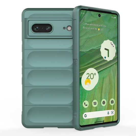 For Google Pixel 7 Magic Shield TPU + Flannel Phone Case(Dark Green) - Google Cases by buy2fix | Online Shopping UK | buy2fix