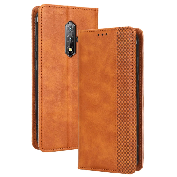 For Blackview BV5200 Magnetic Buckle Retro Texture Leather Phone Case(Brown) - More Brand by buy2fix | Online Shopping UK | buy2fix