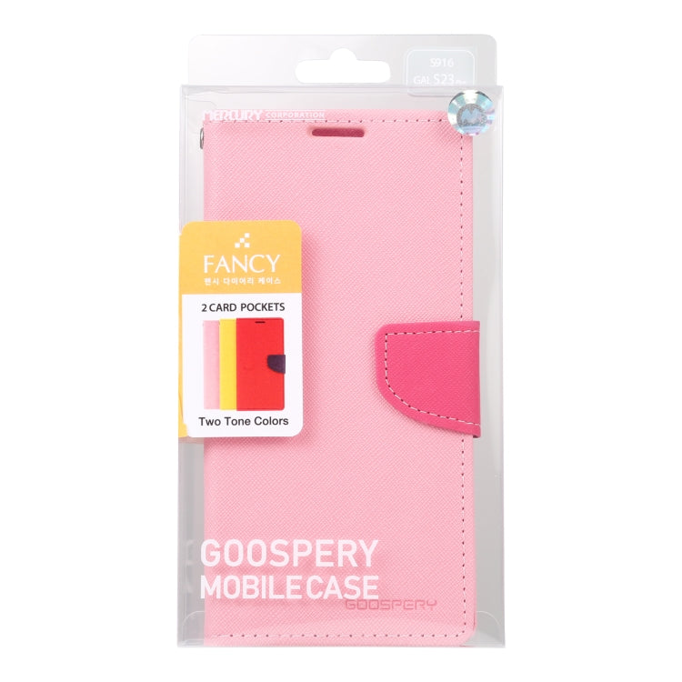 For Samsung Galaxy S23+ 5G GOOSPERY FANCY DIARY Cross Texture Leather Phone Case(Pink) - Galaxy S23+ 5G Cases by GOOSPERY | Online Shopping UK | buy2fix