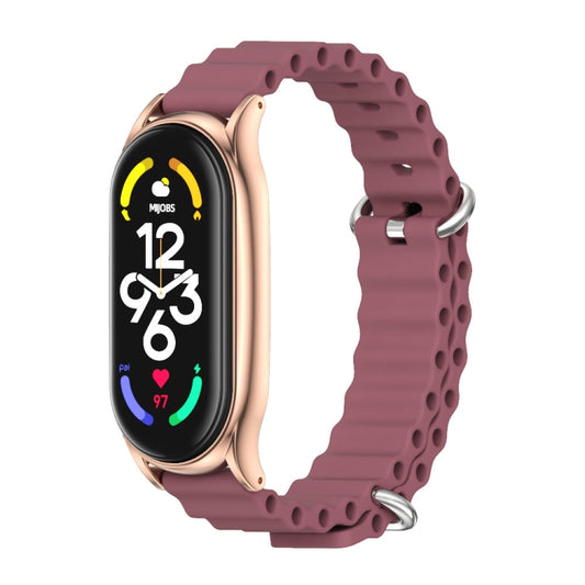 For Xiaomi Mi Band 6 / 5 / 4 / 3 MIJOBS PLUS Marine Silicone Breathable Watch Band(Wine Red Rose Gold) - Watch Bands by MIJOBS | Online Shopping UK | buy2fix