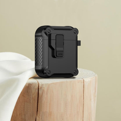 For AirPods 1 / 2 Eagle Shockproof Earphone Protective Case with Switch(Black) - For AirPods 1/2 by buy2fix | Online Shopping UK | buy2fix