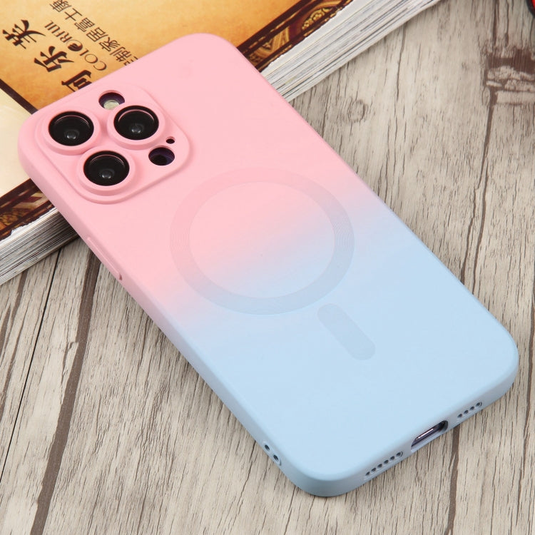 For iPhone 14 Pro Liquid TPU Silicone Gradient MagSafe Phone Case(Pink Blue) - iPhone 14 Pro Cases by buy2fix | Online Shopping UK | buy2fix