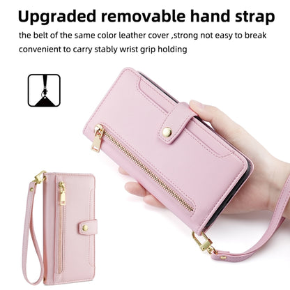 For Ulefone Note 12P Sheep Texture Cross-body Zipper Wallet Leather Phone Case(Pink) - Ulefone Cases by buy2fix | Online Shopping UK | buy2fix
