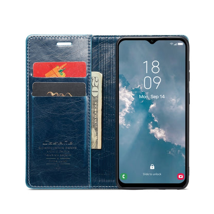 For Samsung Galaxy A14 5G CaseMe 003 Crazy Horse Texture Leather Phone Case(Blue) - Galaxy Phone Cases by CaseMe | Online Shopping UK | buy2fix