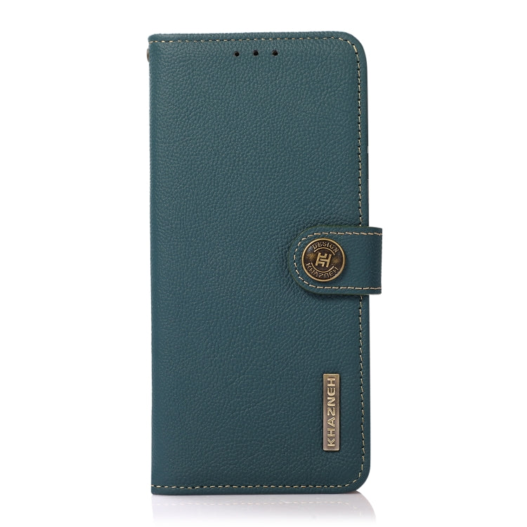 For OnePlus 11 KHAZNEH Custer Texture RFID Genuine Leather Phone Case(Green) - OnePlus Cases by buy2fix | Online Shopping UK | buy2fix