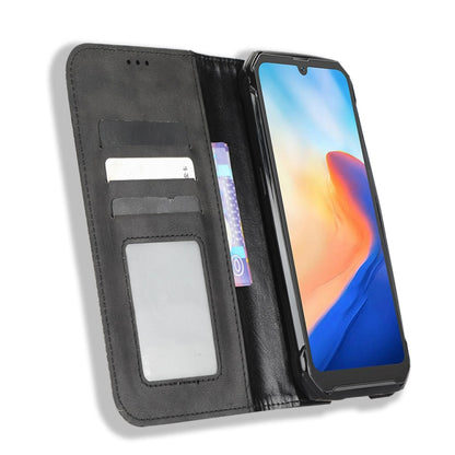 For Blackview BV7200 Magnetic Buckle Retro Texture Leather Phone Case(Black) - More Brand by buy2fix | Online Shopping UK | buy2fix