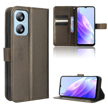 For Blackview A52 Diamond Texture Leather Phone Case(Brown) - More Brand by buy2fix | Online Shopping UK | buy2fix