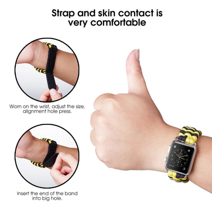 Paracord Plain Weave Hook And Loop Fastener Nylon Watch Band For Apple Watch Ultra 49mm&Watch Ultra 2 49mm / Series 9&8&7 45mm / SE 3&SE 2&6&SE&5&4 44mm / 3&2&1 42mm(Yellow) - Watch Bands by buy2fix | Online Shopping UK | buy2fix