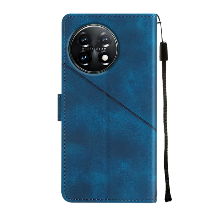 For OnePlus 11 Skin-feel Embossed Leather Phone Case(Blue) - OnePlus Cases by buy2fix | Online Shopping UK | buy2fix