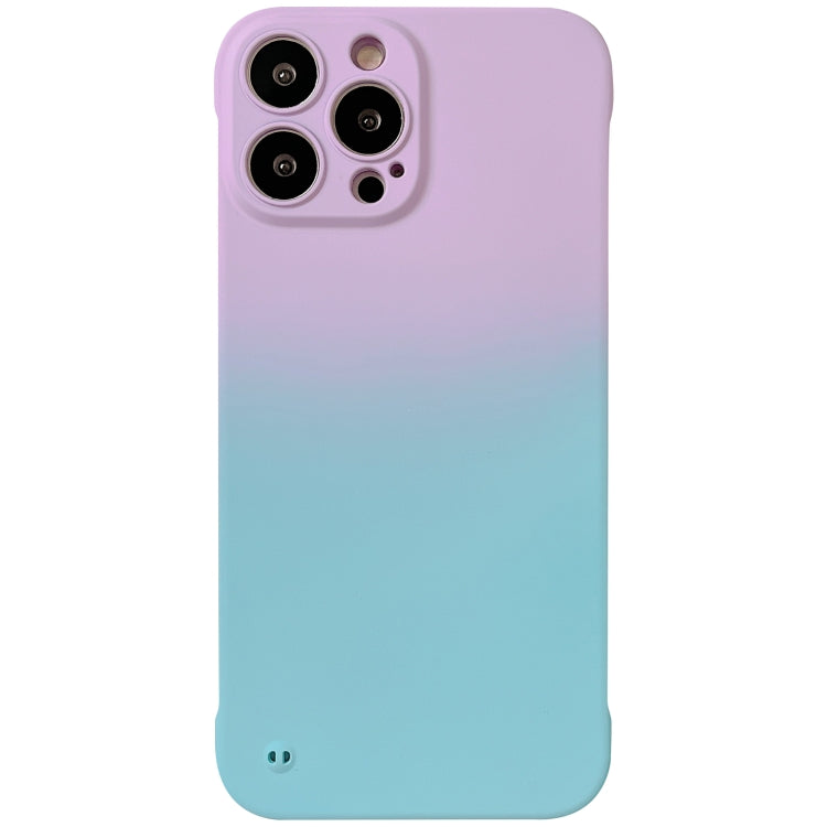 For iPhone 12 Frameless Skin Feel Gradient Phone Case(Light Purple + Light Blue) - iPhone 12 / 12 Pro Cases by buy2fix | Online Shopping UK | buy2fix