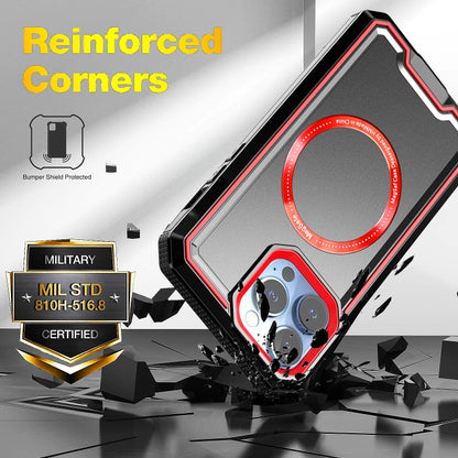 For iPhone 12 Pro Max Armour Two-color MagSafe Magnetic TPU + PC Phone Case(Black + Red) - iPhone 12 Pro Max Cases by buy2fix | Online Shopping UK | buy2fix