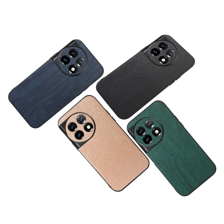 For OnePlus 11 Wood Texture PU Phone Case(Black) - OnePlus Cases by buy2fix | Online Shopping UK | buy2fix