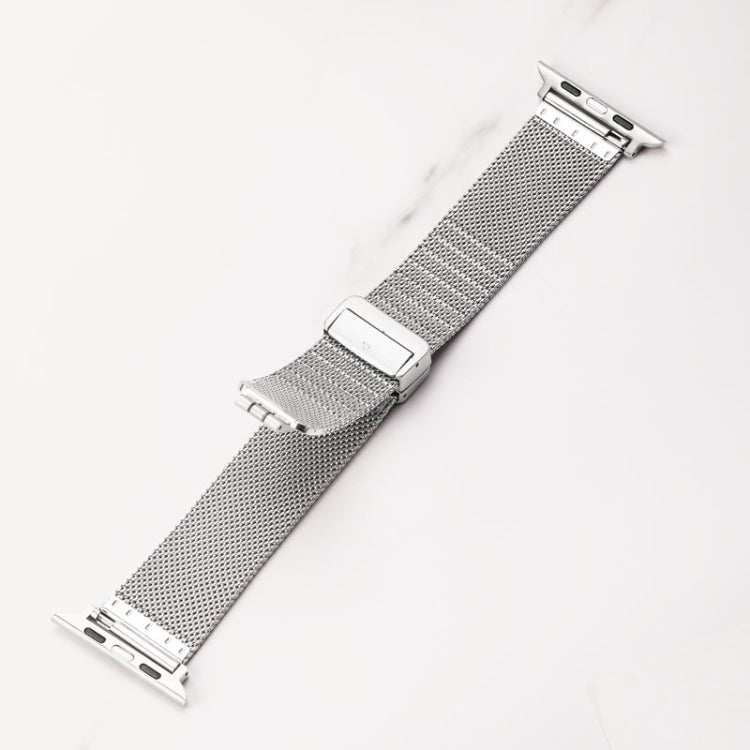 Milan Fold Buckle Metal Watch Band For Apple Watch Series 9&8&7 41mm / SE 3&SE 2&6&SE&5&4 40mm / 3&2&1 38mm (Orange Green) - Watch Bands by buy2fix | Online Shopping UK | buy2fix