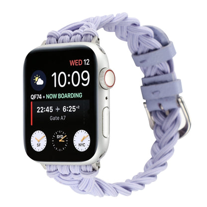 Single Elastic Nylon Braid Watch Band For Apple Watch Ultra 49mm&Watch Ultra 2 49mm / Series 9&8&7 45mm / SE 3&SE 2&6&SE&5&4 44mm / 3&2&1 42mm(Purple) - Watch Bands by buy2fix | Online Shopping UK | buy2fix