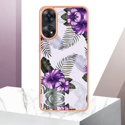 For OPPO Reno8 T 4G Electroplating IMD TPU Phone Case(Purple Flower) - OPPO Cases by buy2fix | Online Shopping UK | buy2fix