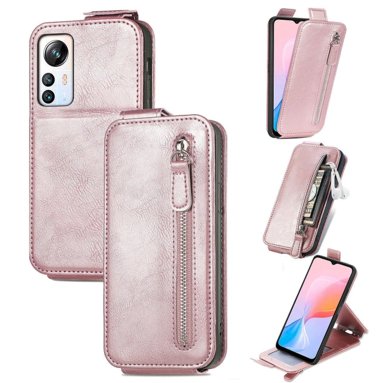 For Blackview A85 Zipper Wallet Vertical Flip Leather Phone Case(Rose Gold) - More Brand by buy2fix | Online Shopping UK | buy2fix