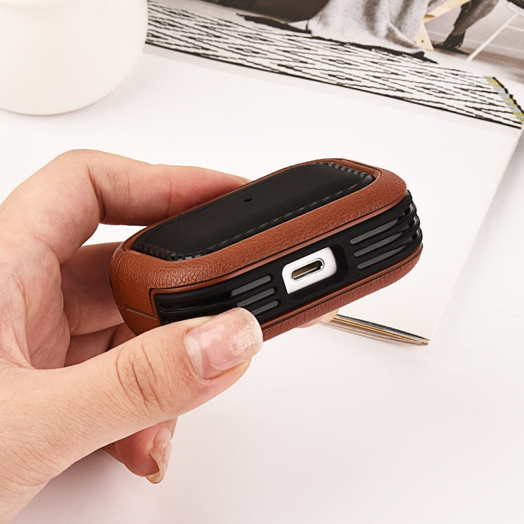 For AirPods 3 Leather Texture Earphone Protective Case(Black White) - For AirPods 3 by buy2fix | Online Shopping UK | buy2fix