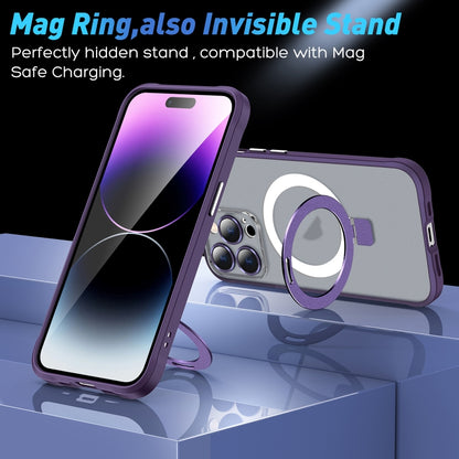 For iPhone 12 Pro Metal Eyes Series MagSafe Magnetic Holder Phone Case(Red) - iPhone 12 / 12 Pro Cases by buy2fix | Online Shopping UK | buy2fix