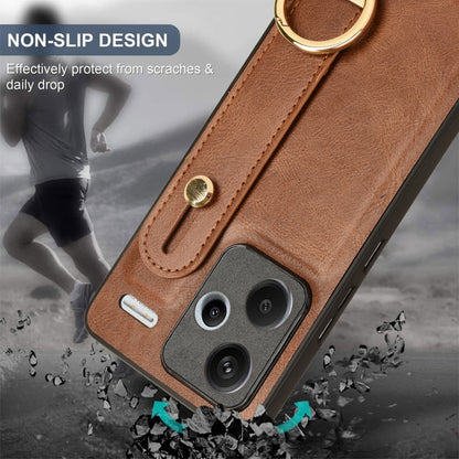 For Xiaomi Redmi Note 13 Pro+ Wristband Leather Back Phone Case(Brown) - Note 13 Pro+ Cases by buy2fix | Online Shopping UK | buy2fix