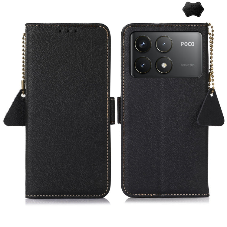 For Xiaomi Redmi K70 Pro Side-Magnetic TJ Genuine Leather RFID Phone Case(Black) - K70 Pro Cases by buy2fix | Online Shopping UK | buy2fix