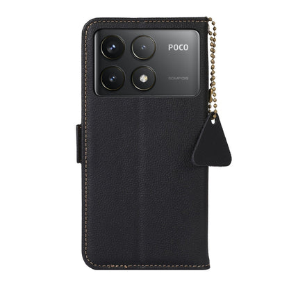 For Xiaomi Redmi K70 Pro Side-Magnetic TJ Genuine Leather RFID Phone Case(Black) - K70 Pro Cases by buy2fix | Online Shopping UK | buy2fix