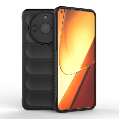 For Realme 11 5G Magic Shield TPU + Flannel Phone Case(Black) - Realme Cases by buy2fix | Online Shopping UK | buy2fix