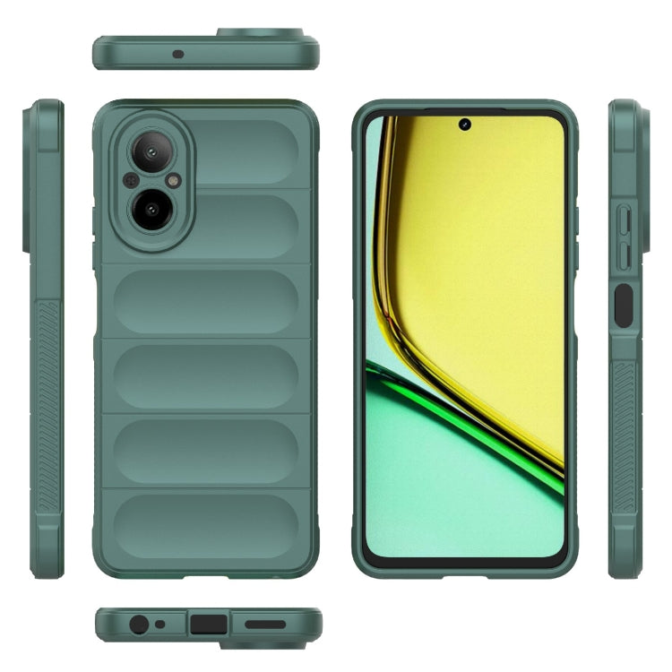 For Realme C67 4G Global Magic Shield TPU + Flannel Phone Case(Dark Green) - C67 Cases by buy2fix | Online Shopping UK | buy2fix