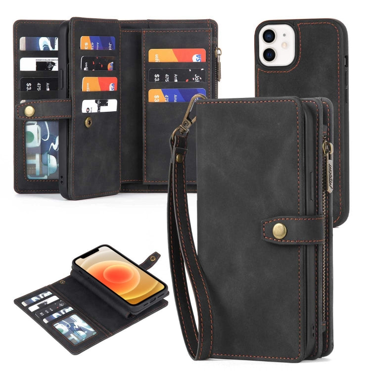 For iPhone X / XS Zipper Wallet Detachable MagSafe Leather Phone Case(Black) - More iPhone Cases by buy2fix | Online Shopping UK | buy2fix