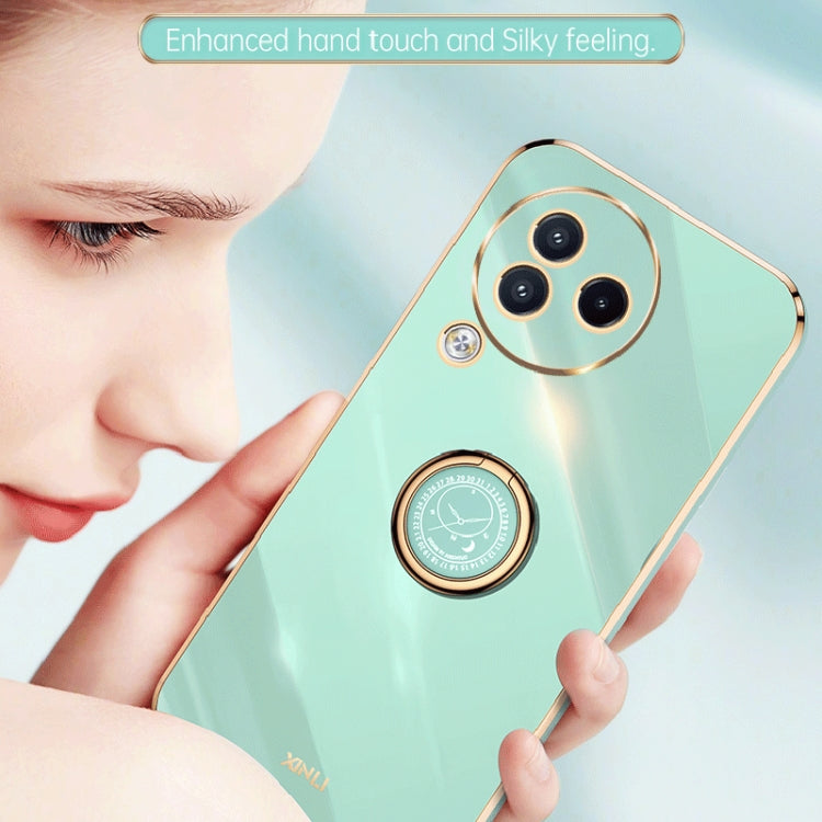 For Xiaomi Civi 3 5G XINLI Straight Edge 6D Electroplate TPU Phone Case with Ring Holder(Mint Green) - Xiaomi Cases by XINLI | Online Shopping UK | buy2fix