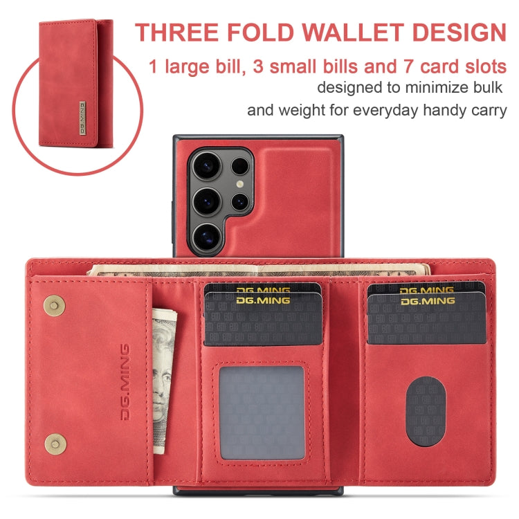 For Samsung Galaxy S24 Ultra 5G DG.MING M1 Series 3-Fold Multi Card Wallet + Magnetic Phone Case(Red) - Galaxy S24 Ultra 5G Cases by DG.MING | Online Shopping UK | buy2fix