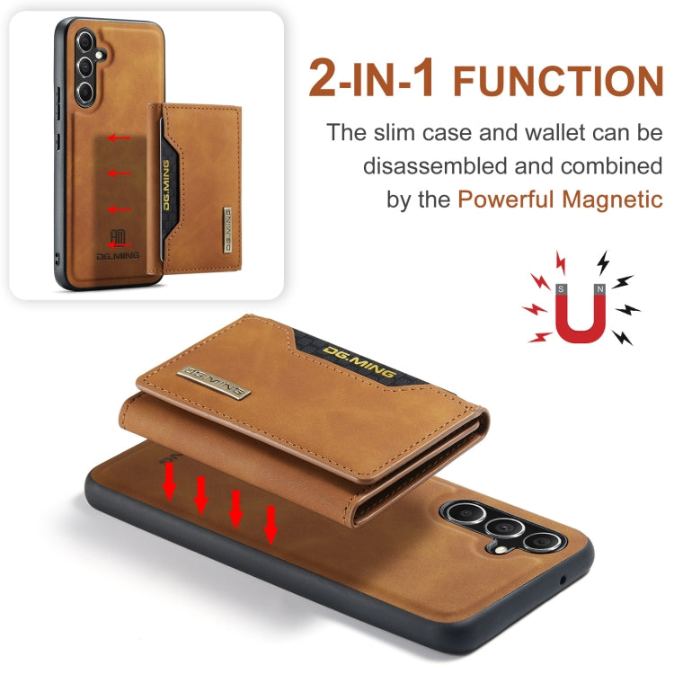 For Samsung Galaxy A35 5G DG.MING M2 Series 3-Fold Multi Card Bag + Magnetic Phone Case(Brown) - Galaxy Phone Cases by DG.MING | Online Shopping UK | buy2fix