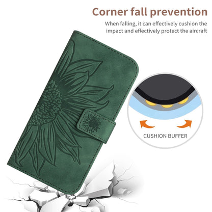 For Xiaomi Redmi 12 5G Skin Feel Sun Flower Embossed Flip Leather Phone Case with Lanyard(Green) - Xiaomi Cases by buy2fix | Online Shopping UK | buy2fix