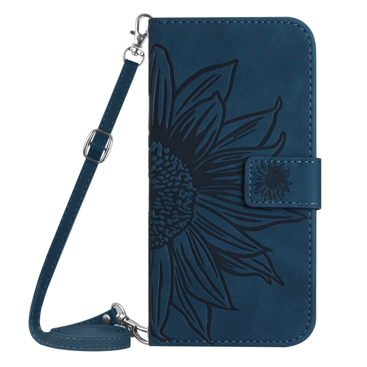 For Xiaomi 14 Pro Skin Feel Sun Flower Embossed Flip Leather Phone Case with Lanyard(Inky Blue) - 14 Pro Cases by buy2fix | Online Shopping UK | buy2fix