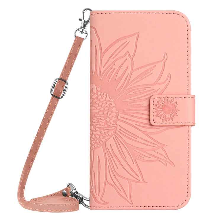 For Xiaomi Redmi 13C 5G Skin Feel Sun Flower Embossed Flip Leather Phone Case with Lanyard(Pink) - 13C Cases by buy2fix | Online Shopping UK | buy2fix