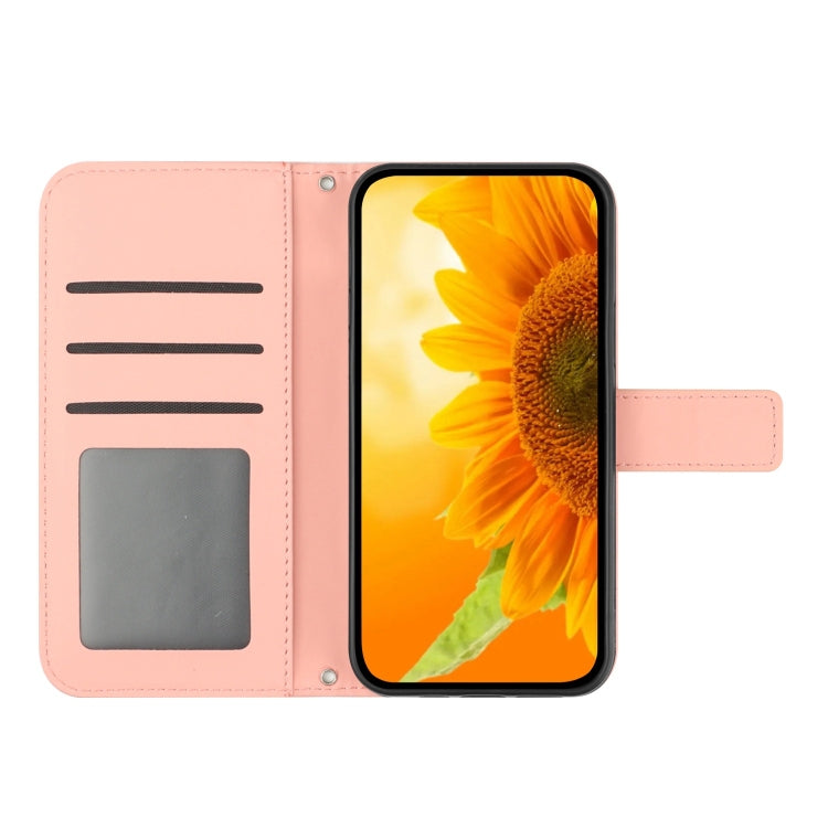 For Xiaomi Redmi 13C 5G Skin Feel Sun Flower Embossed Flip Leather Phone Case with Lanyard(Pink) - 13C Cases by buy2fix | Online Shopping UK | buy2fix