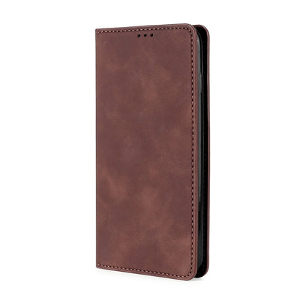 For Xiaomi Redmi 12 4G Skin Feel Magnetic Leather Phone Case(Dark Brown) - Xiaomi Cases by buy2fix | Online Shopping UK | buy2fix