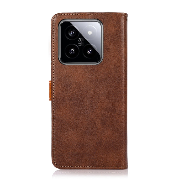 For Xiaomi 14 Pro KHAZNEH Cowhide Texture Flip Leather Phone Case(Brown) - 14 Pro Cases by buy2fix | Online Shopping UK | buy2fix
