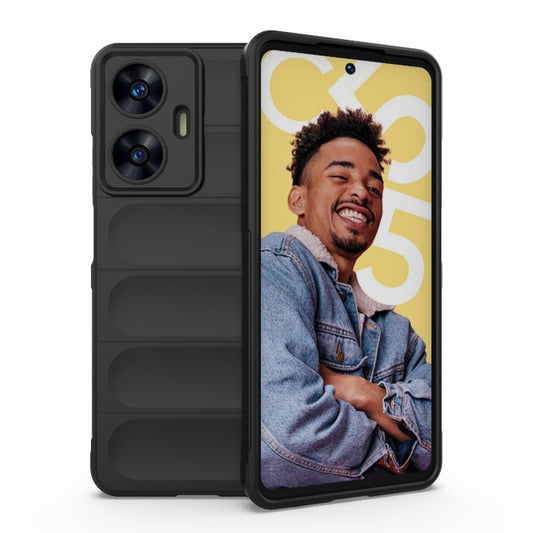 For Realme C55 4G Magic Shield TPU + Flannel Phone Case(Black) - Realme Cases by buy2fix | Online Shopping UK | buy2fix