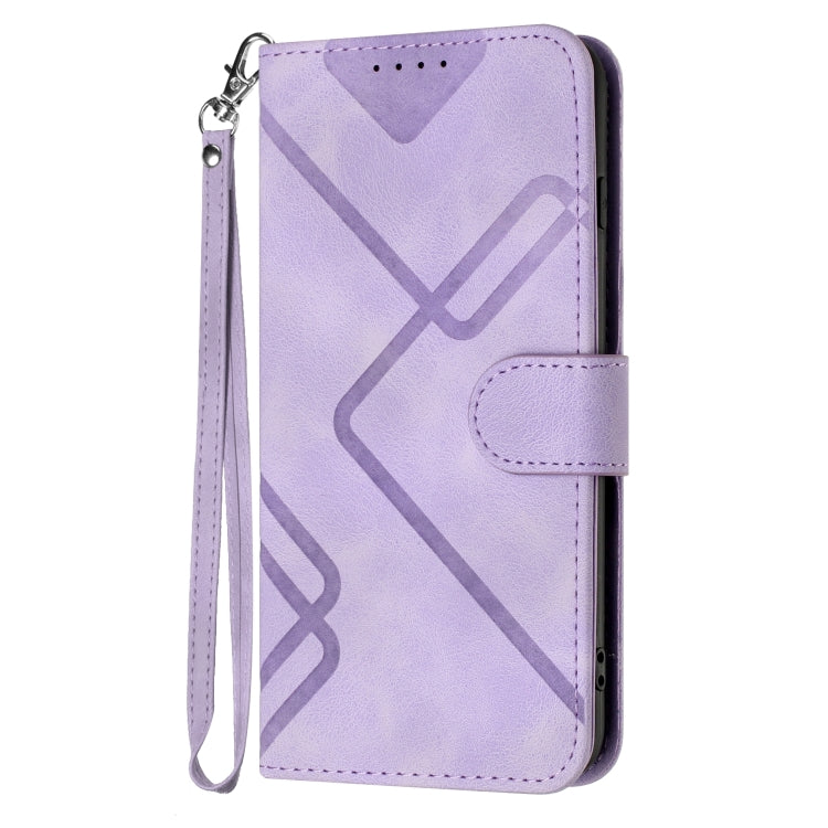 For Google Pixel 9 Pro Line Pattern Skin Feel Leather Phone Case(Light Purple) - Google Cases by buy2fix | Online Shopping UK | buy2fix