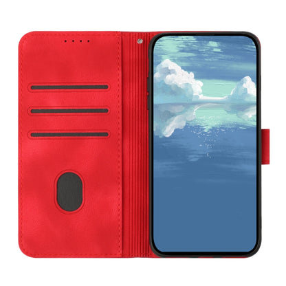 For OnePlus 12 Line Pattern Skin Feel Leather Phone Case(Red) - OnePlus Cases by buy2fix | Online Shopping UK | buy2fix